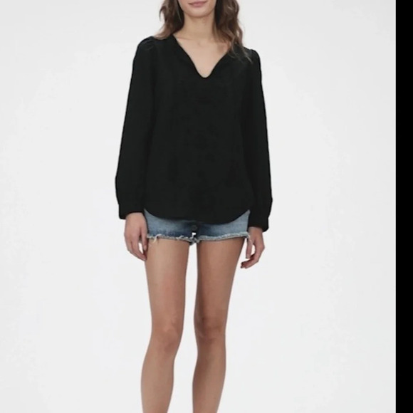 Gap Womens Embroidered Tie Front Top Black Linen/Cotton Blend Size Medium - Picture 1 of 9